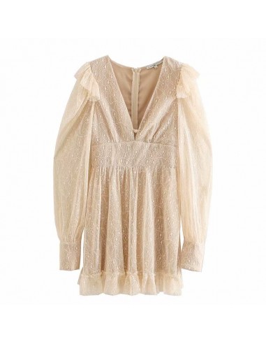 Robe Beige Dentelle en stock