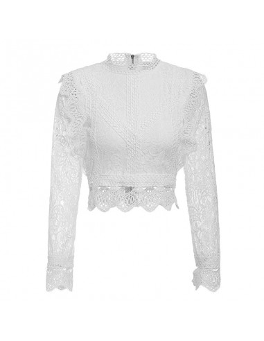 Crop Top Dentelle Blanc Manche Longue l'achat 