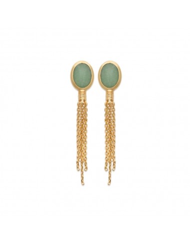 Boucles d'oreilles pendantes Kuta - Plaqué or et aventurine Dans la société mordern