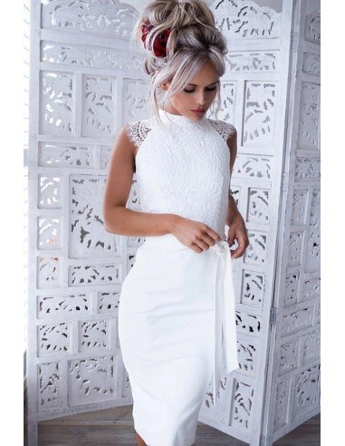 Robe Blanche Dentelle Mi Longue est présent 